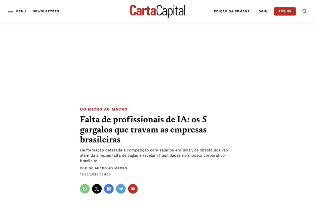 CartaCapital: falta de profissionais de IA